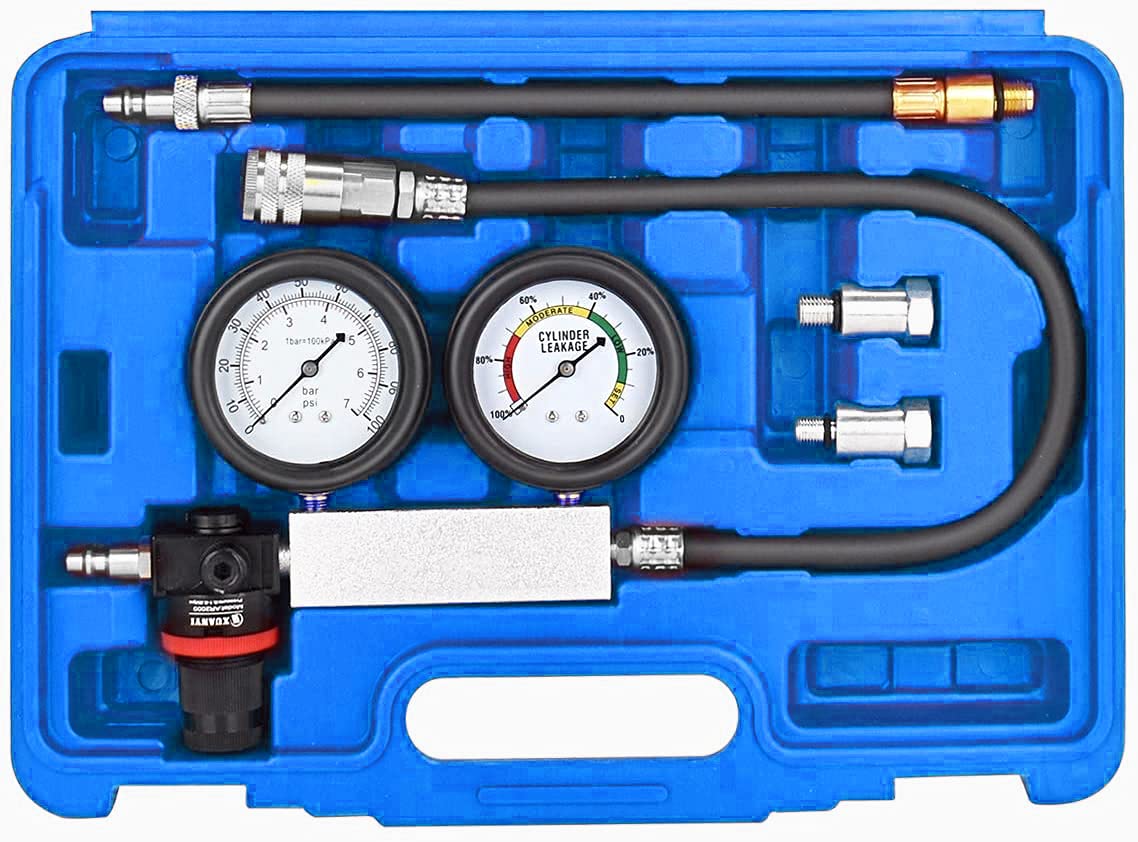 Kit Comprobador de fugas de motor en el cilindro. Medidor de presion y detector de fugas del cilindro con Manómetro culata vacuómetro