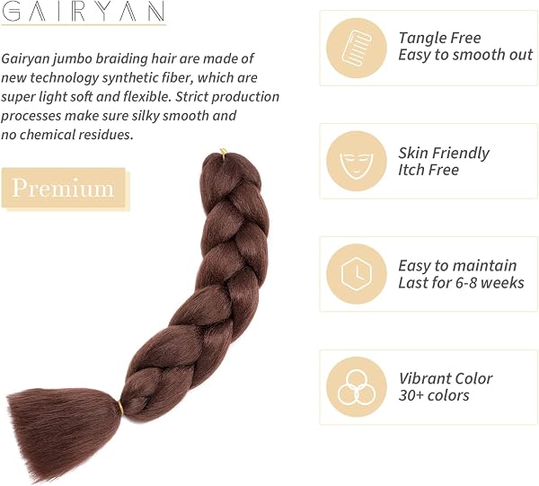 60cm Extensiones de Pelo Trenzas Africanas Castaño Oscuro Extensiones para Trenzas Africanas 1 pcs 100g Kanekalon Pelo para Trenzas Africanas Sintetico Extensiones de Trenzado Cabello Braiding - 3
