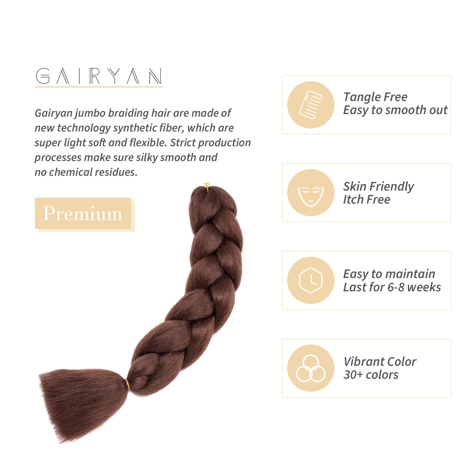 60cm Extensiones de Pelo Trenzas Africanas Castaño Oscuro Extensiones para Trenzas Africanas 1 pcs 100g Kanekalon Pelo para Trenzas Africanas Sintetico Extensiones de Trenzado Cabello Braiding — view 3