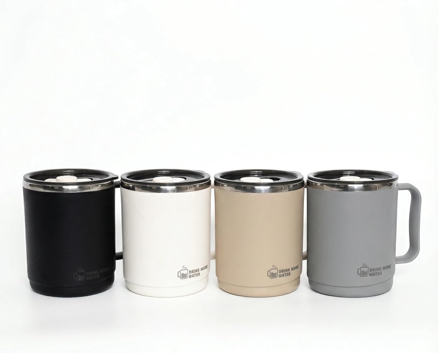 500ml Stainless Steel Mug Set of 4 – Double-Layer Insulated Coffee Mug with Handle and Lid (4-Pack)