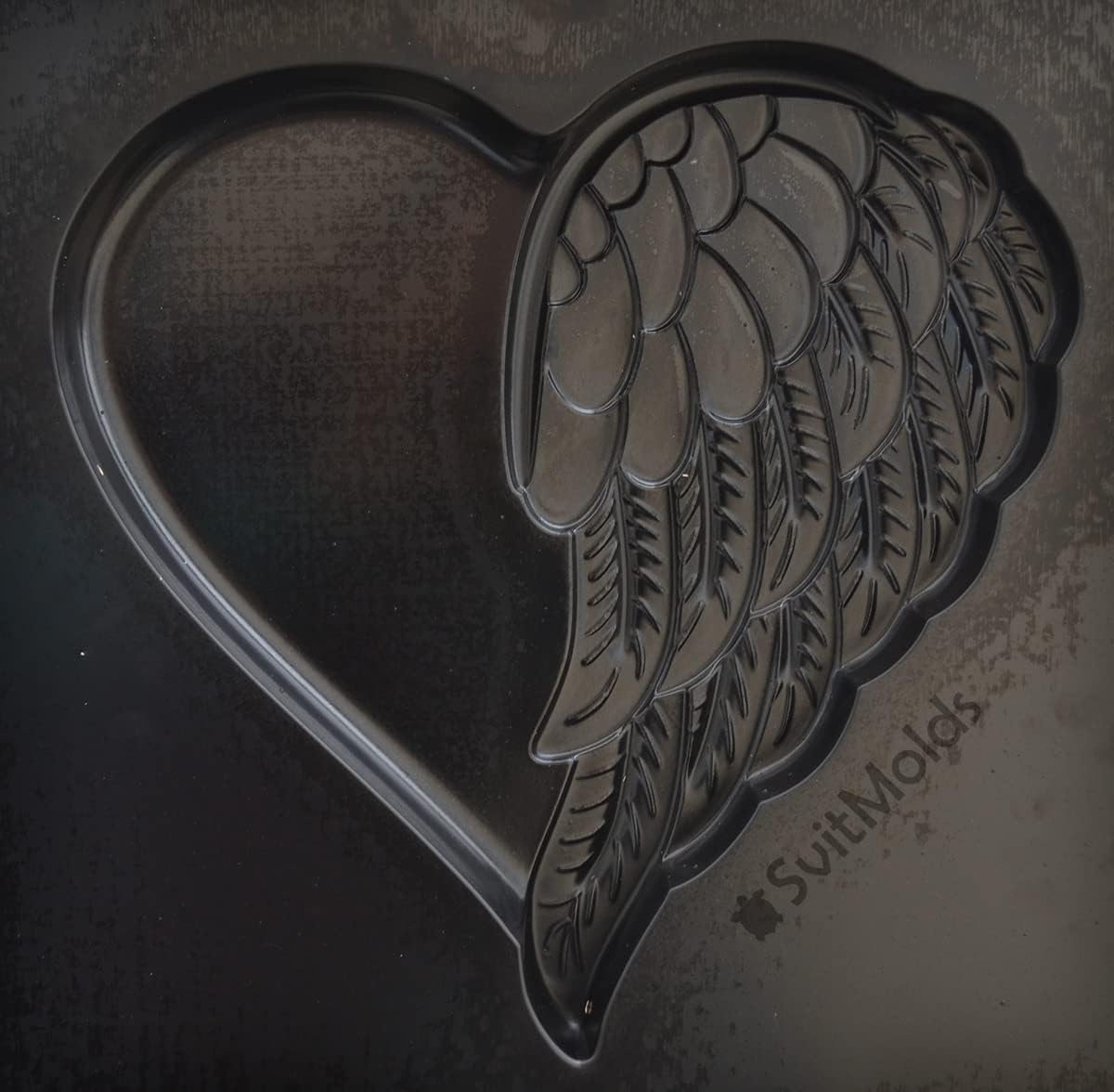 SvitMolds Concrete Mold Heart Wing Decorative Stone for Garden Decor ABS Mold Plastic D78