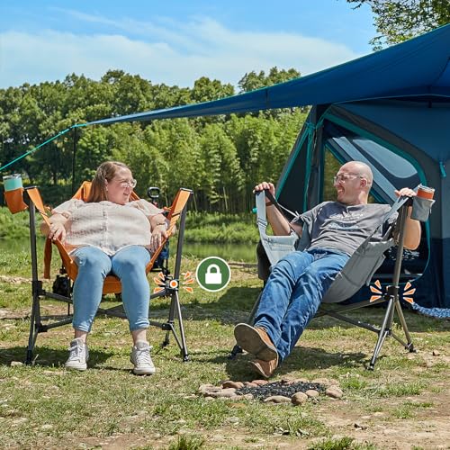 TIMBER RIDGE Hammock Camping Chair, Oversized Swinging Chair with Adjustable Back and Seat Height for Outdoor Lawn, Backyard and Patio, Supports 400lbs, Grey by TIMBER RIDGE - Image 9