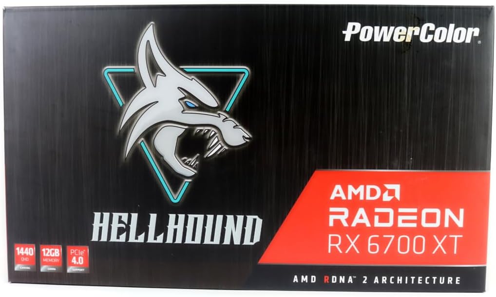 PowerColor Hellhound AMD Radeon RX 6700 XT Gaming Graphics Card with 12GB GDDR6 Memory, Powered by AMD RDNA 2, Raytracing, PCI Express 4.0, HDMI 2.1, AMD Infinity Cache (Renewed)