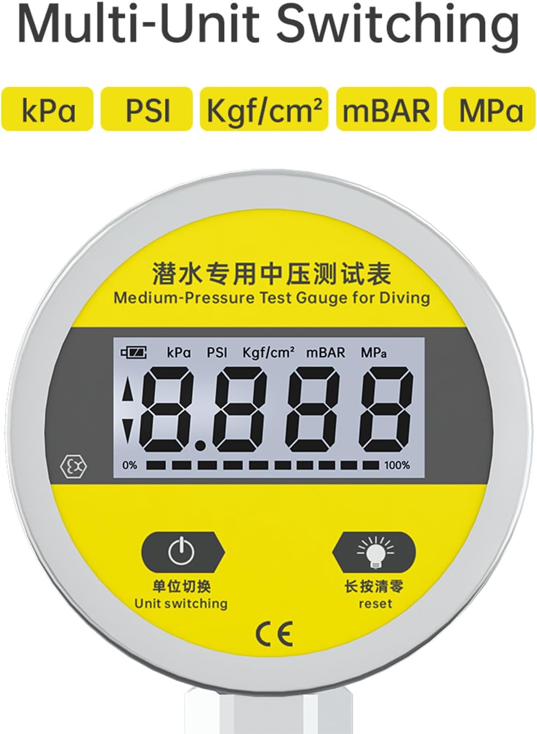 Professional Scubas Diving Mediums Pressure Gauge Replacement Digital Hydraulic Pressure Gauge for Underwater