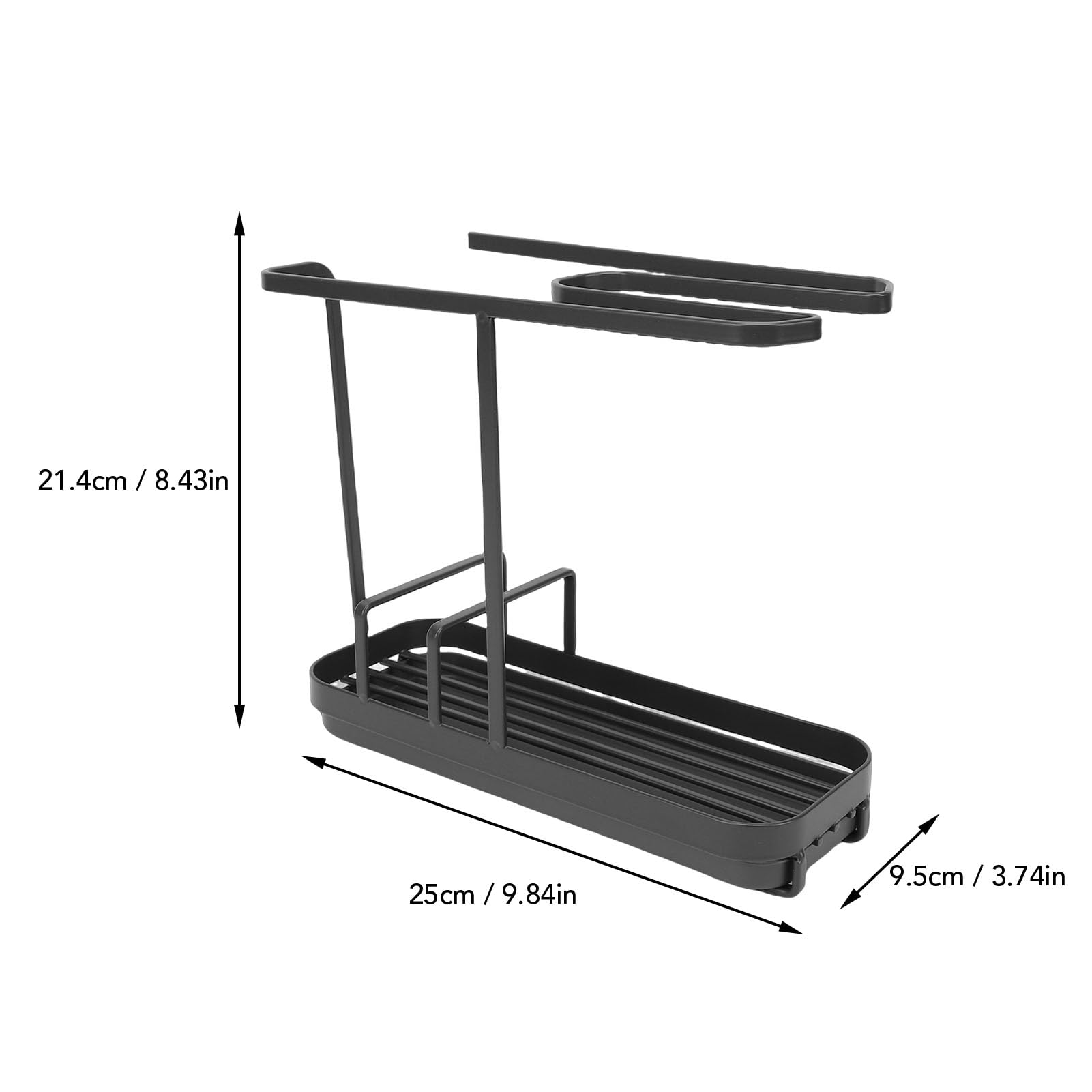 Ausla Küchenspüle-Organizer aus Metall, Schwammhalter mit Handtuchstange, 25 X 9,5 X 21,4 cm, Platzsparende Aufbewahrung auf der Arbeitsplatte für die Verwendung von Bürsten, Schwämmen und (Gray)