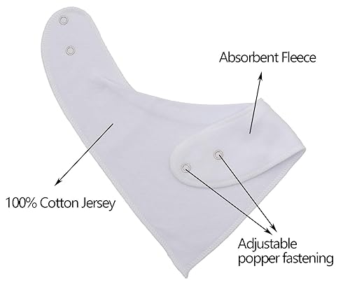 Miniatura 2 de Maiwa Baberos tipo bandana de algodón blanco y negro para bebés, niñas y niños para babear, comer dentición, paquete de 12