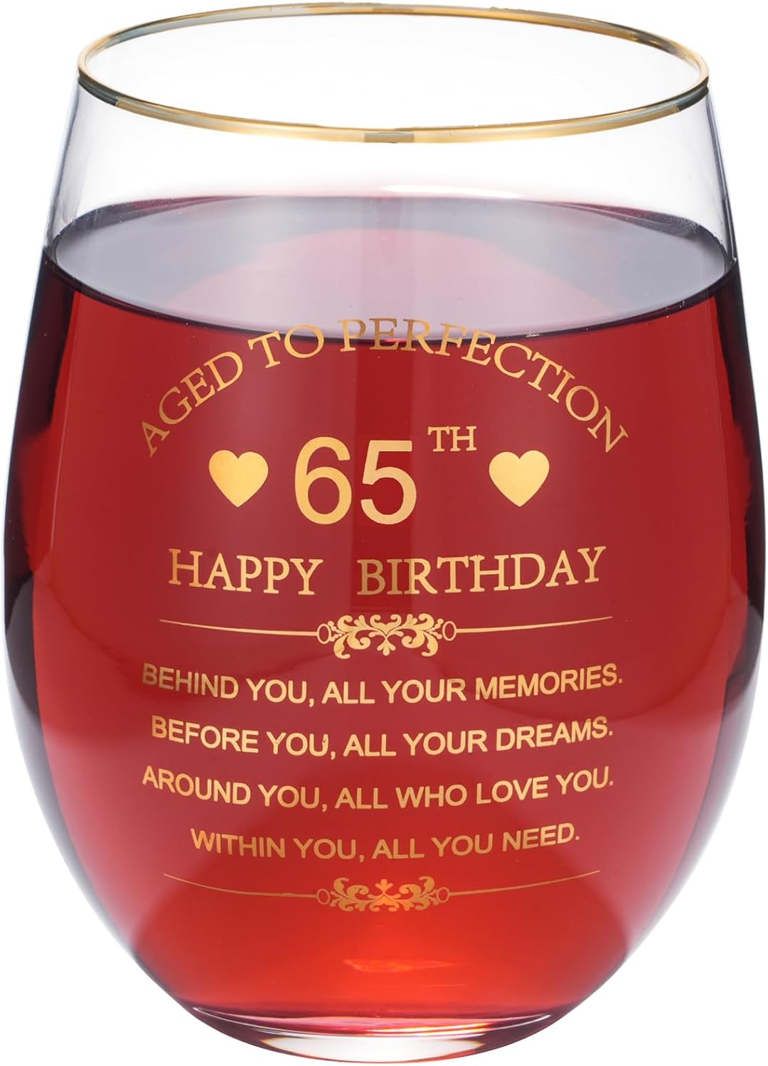 Inspirational 1961 65th Birthday Gifts for Women Men 15oz Wine Tumbler Red Wine Glass Cup Behind You All Your Memories Before You All Your Dreams