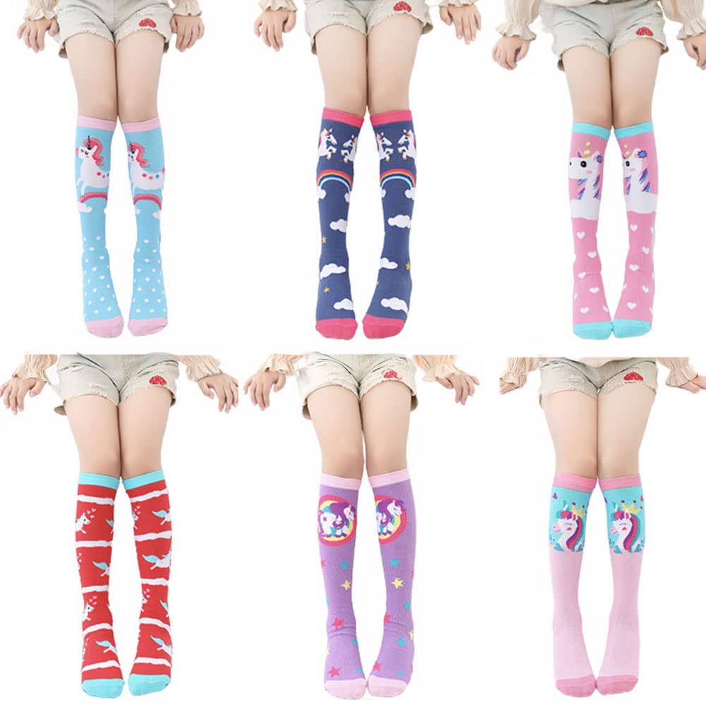 FedMois Calcetines Hasta la Rodilla de Algodón para Niña Pack de 6