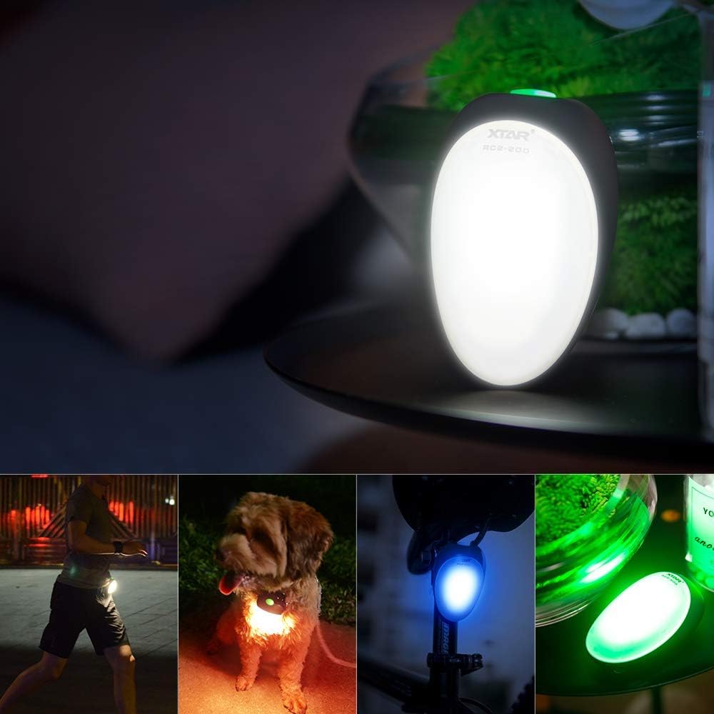 XTAR RC2-200 Night Running Light，USB Rechargeable Waist Light，LED USB Reading Light for Bed 4 Colors 3 mods Light for Camping Reading Running