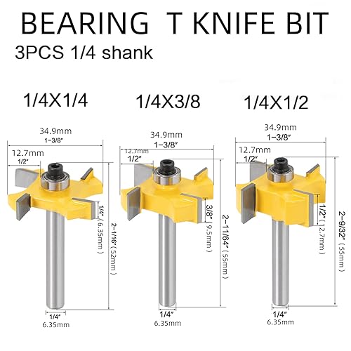 Miniatura 9 de Juego de rodamientos de 14 de vástago 6 piezas, plantilla de brocas, router, cabezal de cepillado con rodamiento de bolas, grabado enrutador,