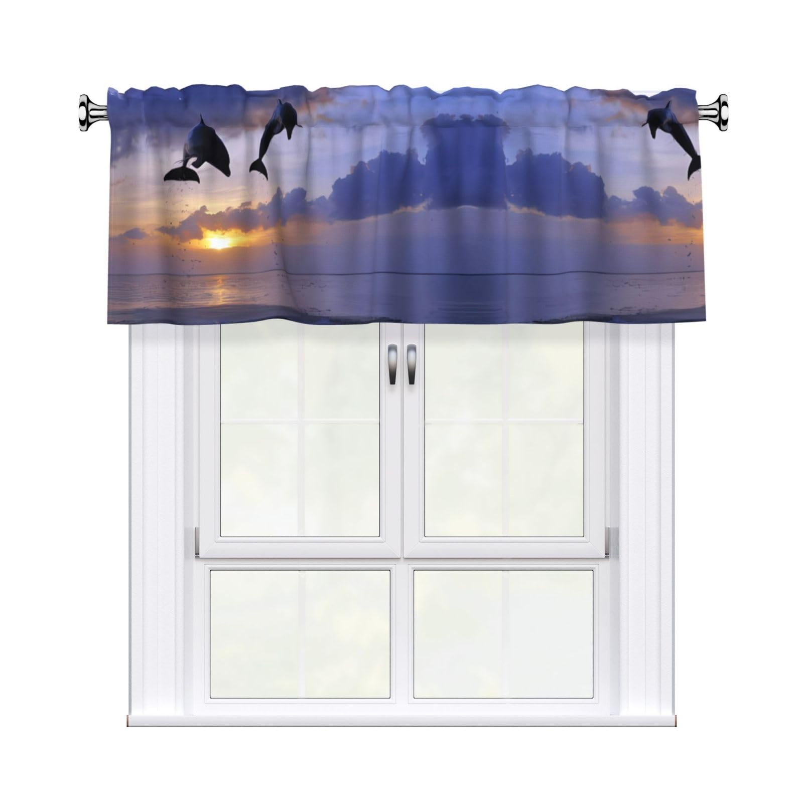 WHJSSF Elegant dolphin Prints Housewarming Gift – Peach Skin Window Valance 54x18 for a Cozy Kitchen Refresh
