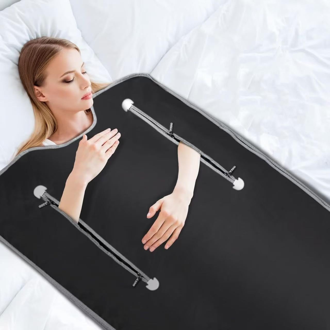 Infrared Sauna Blanket-Sauna Blanket for Home Use, Portable Design for Relaxation and Detoxification Highest 177℉(Charcoal)