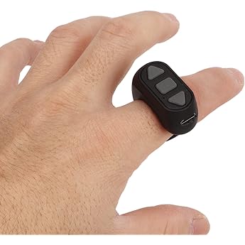 Bluetooth Remote Page Turner for Tiktok Scrolling Ring Clicker for Selfie Video Recording Camera Shutter Remote Control for Android IOS Black