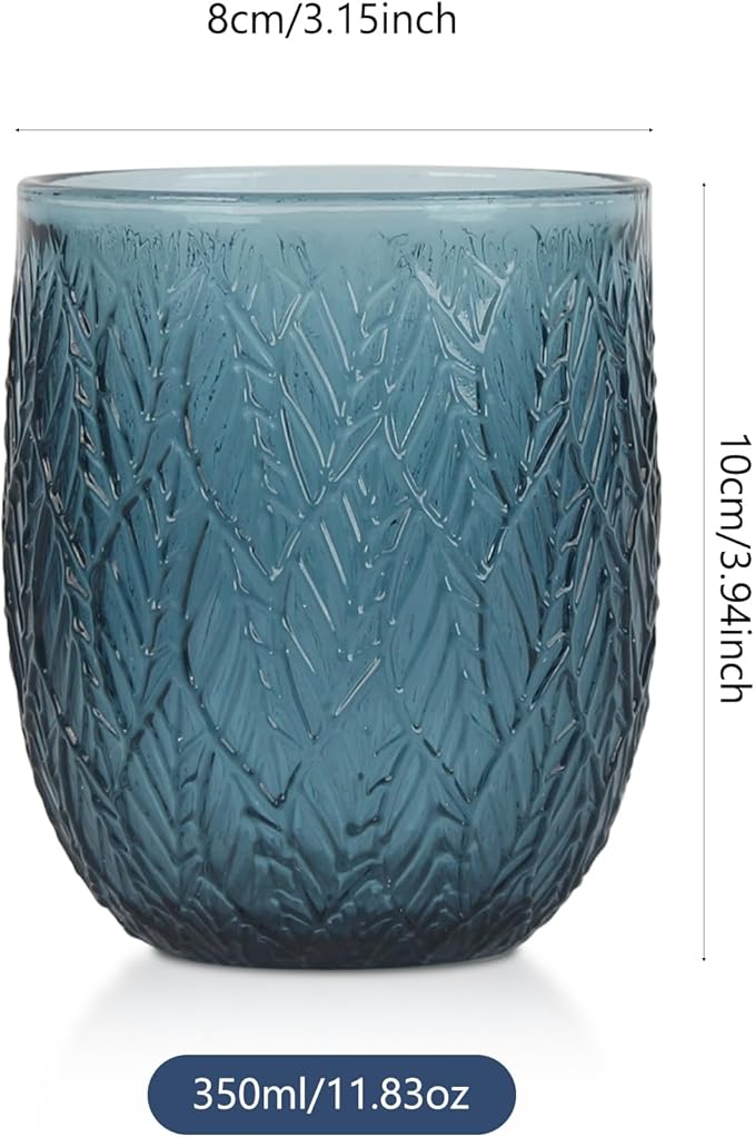 Set de 6 Vasos Vintage de 12 oz con Diseño de Hoja de Sauce miniatura 3