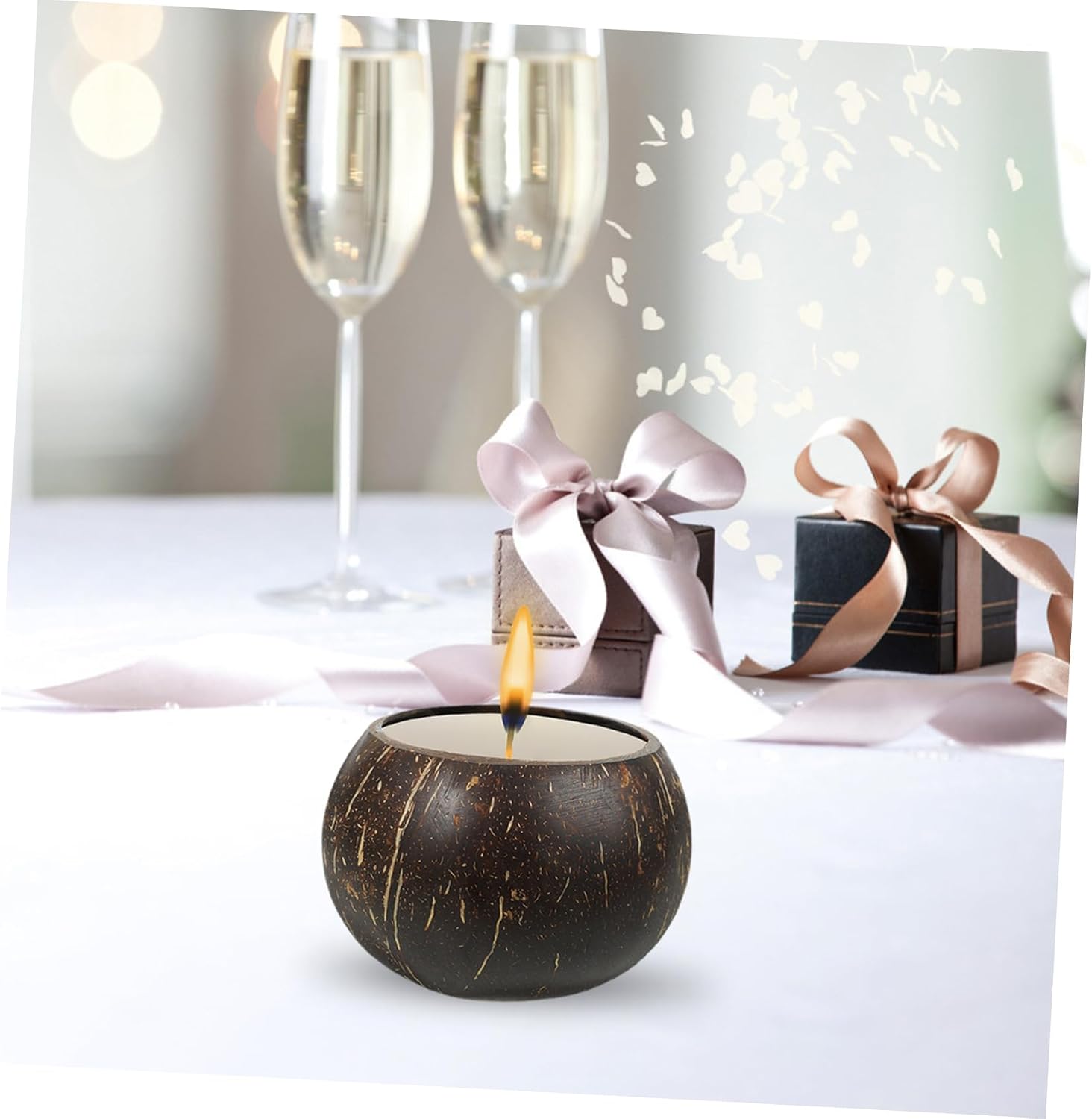 Large Coconut Shell Candle Holder Natural Soy Wax Bowl for Decorative Centerpiece