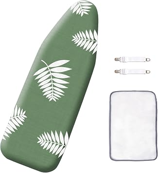 SheeChung 14"x42" Over The Door Ironing Board Cover and Pad,Heat Resistance | 2 Adjustable Fasteners,2 Durable Velcro,Cotton Iron Board Cover with Thick Padding,Heat Resistance,Scorch and Stain Resistant