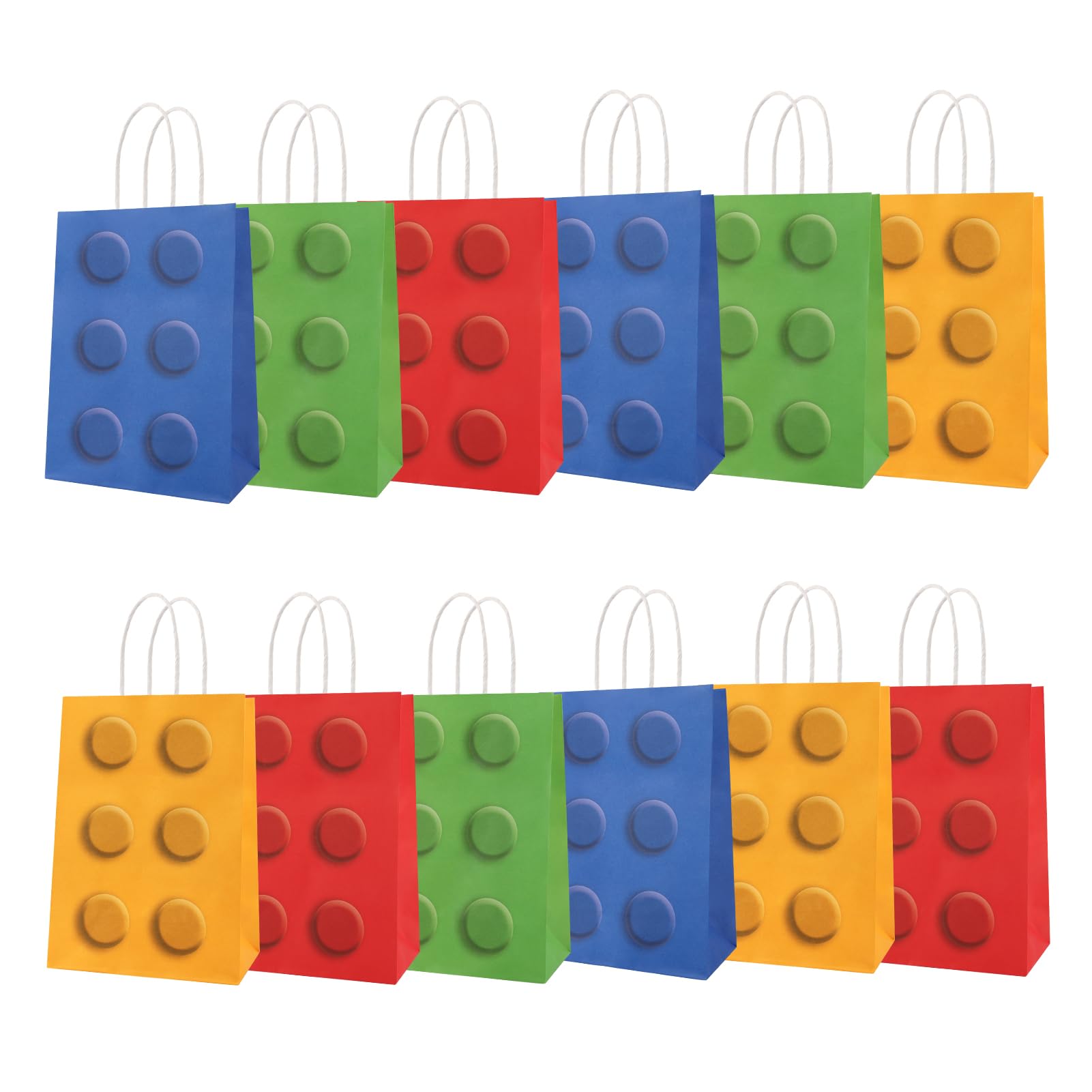 Chicpant 12Pcs Building Block Gift Bag Gift Bags For Presents Paper Bags With Handles For Birthday Wedding Baby Shower Building Block Partys Decoration Supplies Celebration
