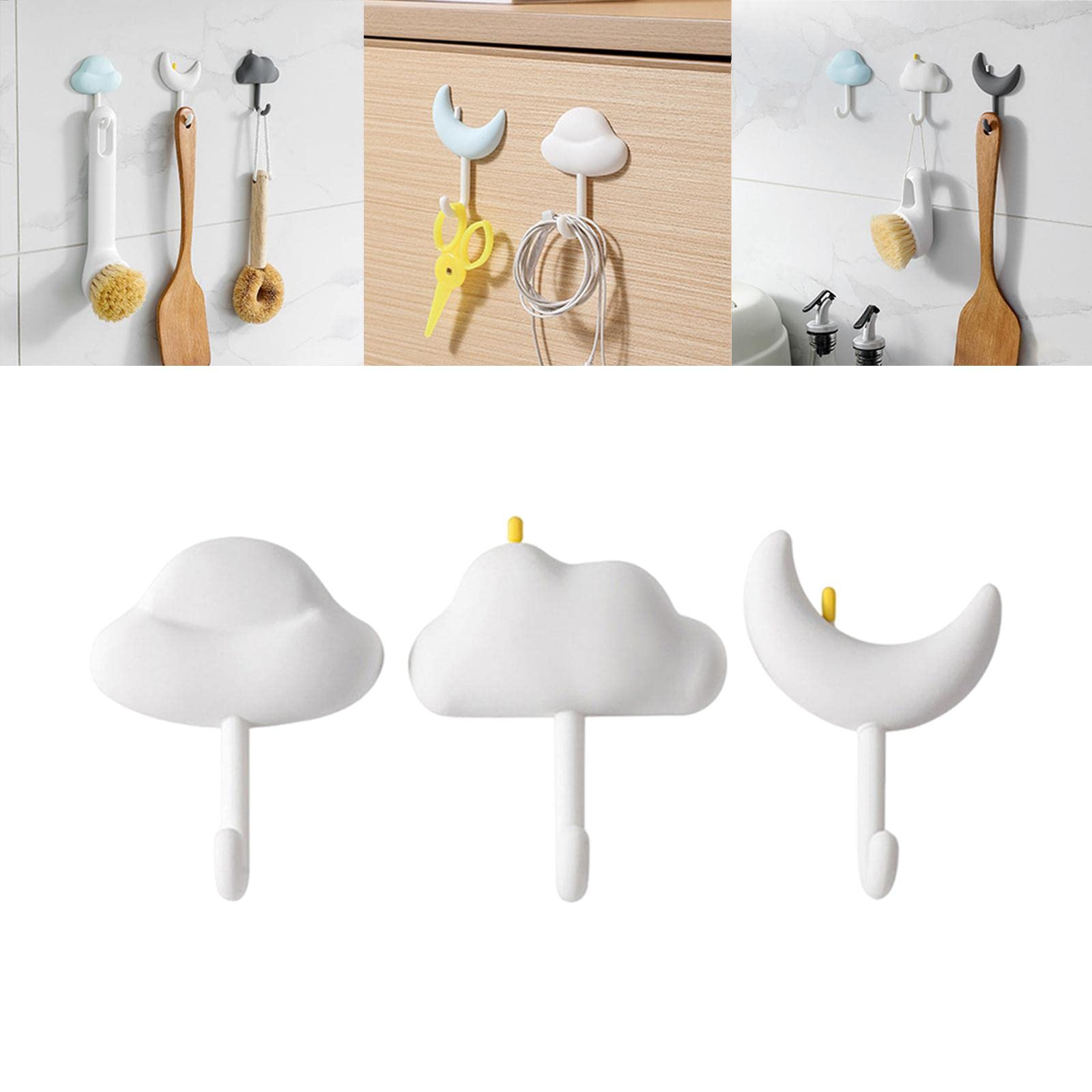 MRKU Appendiabiti con 3 Ganci da Parete/da Montare a Parete, Impermeabile, Adesivo/per Cappelli, Asciugamani, Doccia, Soggiorno