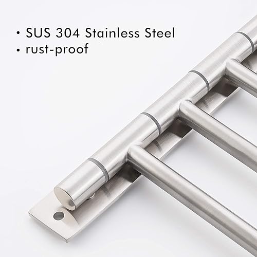 Miniatura 5 de KES Toallero oscilante, brazo plegable de 6 bares, organizador de almacenamiento para baño, montaje en pared, a prueba de óxido, 13 pulgadas, acero