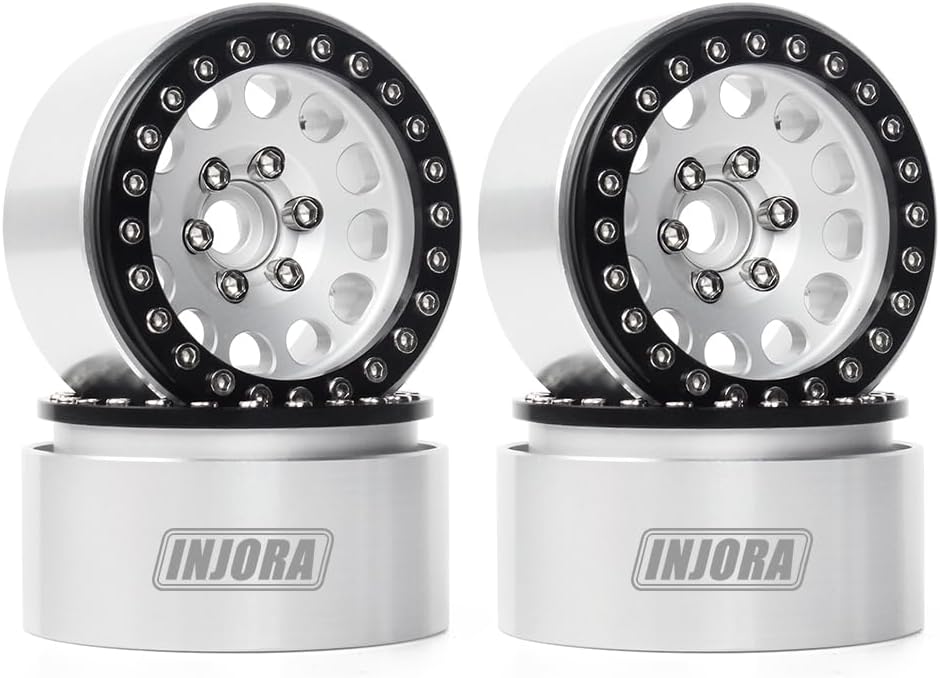 INJORA RC Felge 4pcs 1,9inch Beadlock Felgen Metall Räder Set für 1:10 RC Crawler Axial SCX10 Pro TRX4 VS4-10 Redcat Gen 8 7 Pro Enduro MST