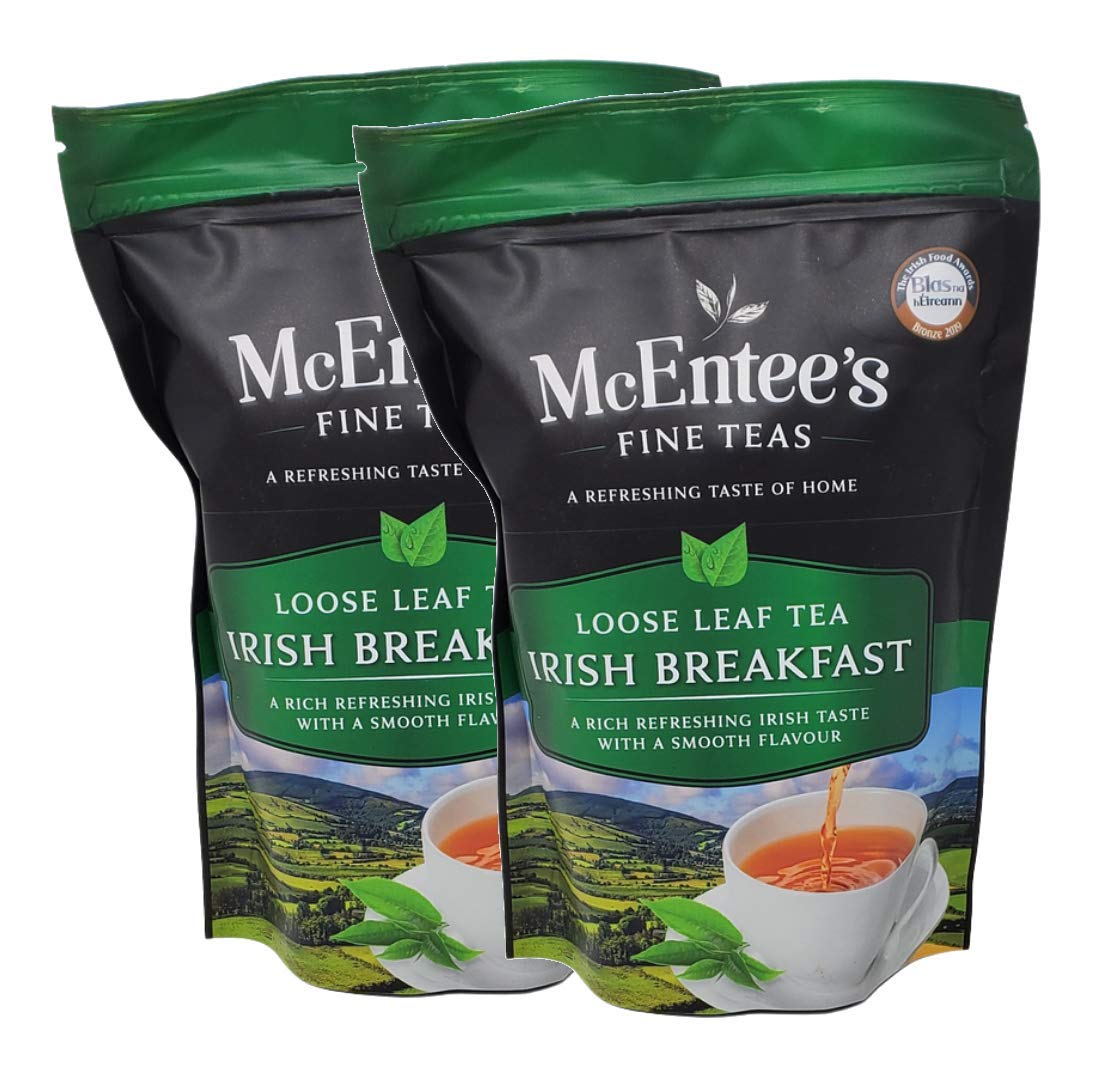 McEntee's Irish Breakfast Tea (Pack of 2) - 250g Refill Bags - Expertly Blended in Ireland. A Traditional Irish Blend of Ceylon and Assam tea's Delivering That Taste of Home.