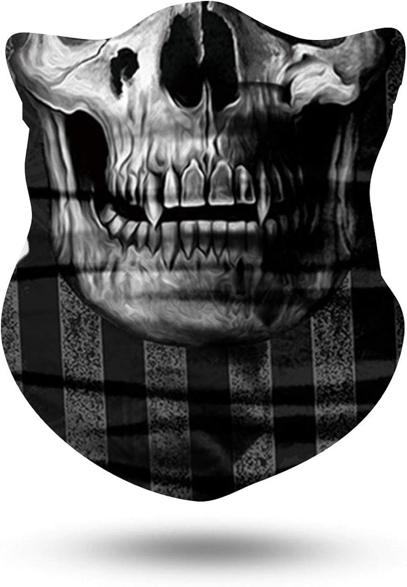 HAMIST Multi-purpose Bandana - Sports Face Scarf Headband Neck Gaiter with Unisex Anti-Dust Elastic Washable Breathable Outdoors Headwear for Men Women (Skull-stripe)