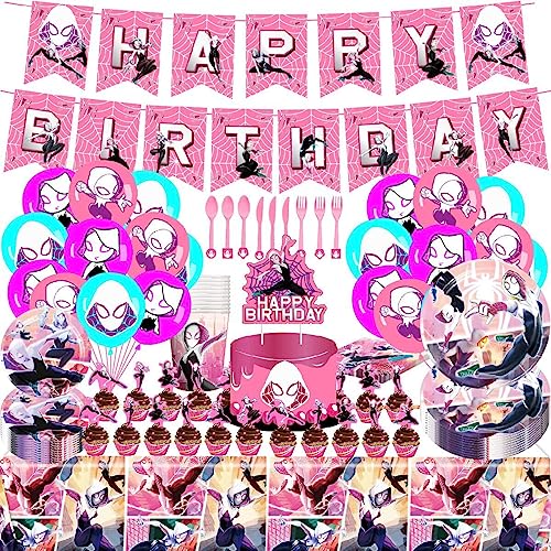 spider birthday party decoration for kids cake topper happy birthday banner balloon for girls