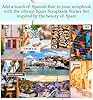 Spain Travel Stickers - Decorative Spain Stickers for Scrapbooking, Travel Journal, Planner, Photo Album - Spain Scrapbook Sticker with Camera, Tourist Phrases, Vacation Inspired Design - 2 Items Set #1