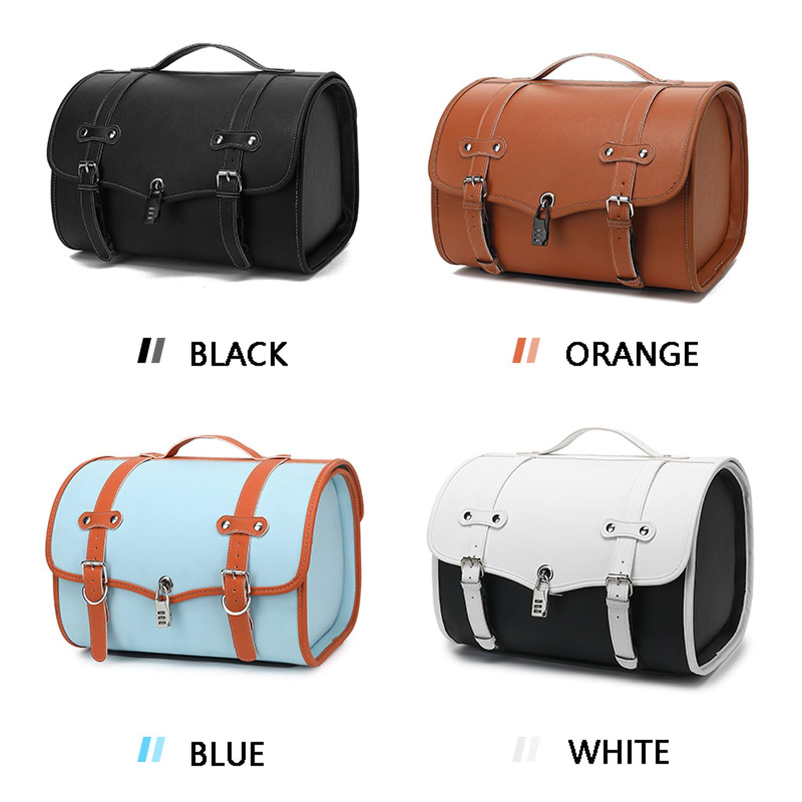 Sacoche Moto Vintage,Sacs de Porte-Bagages étanches Anti-Vibrations,Sac de Selle de Grande 33L,Sacoche Outils Moto en Cuir,Sac pour Casque avec Serrure,Sacoche arrière Universelle