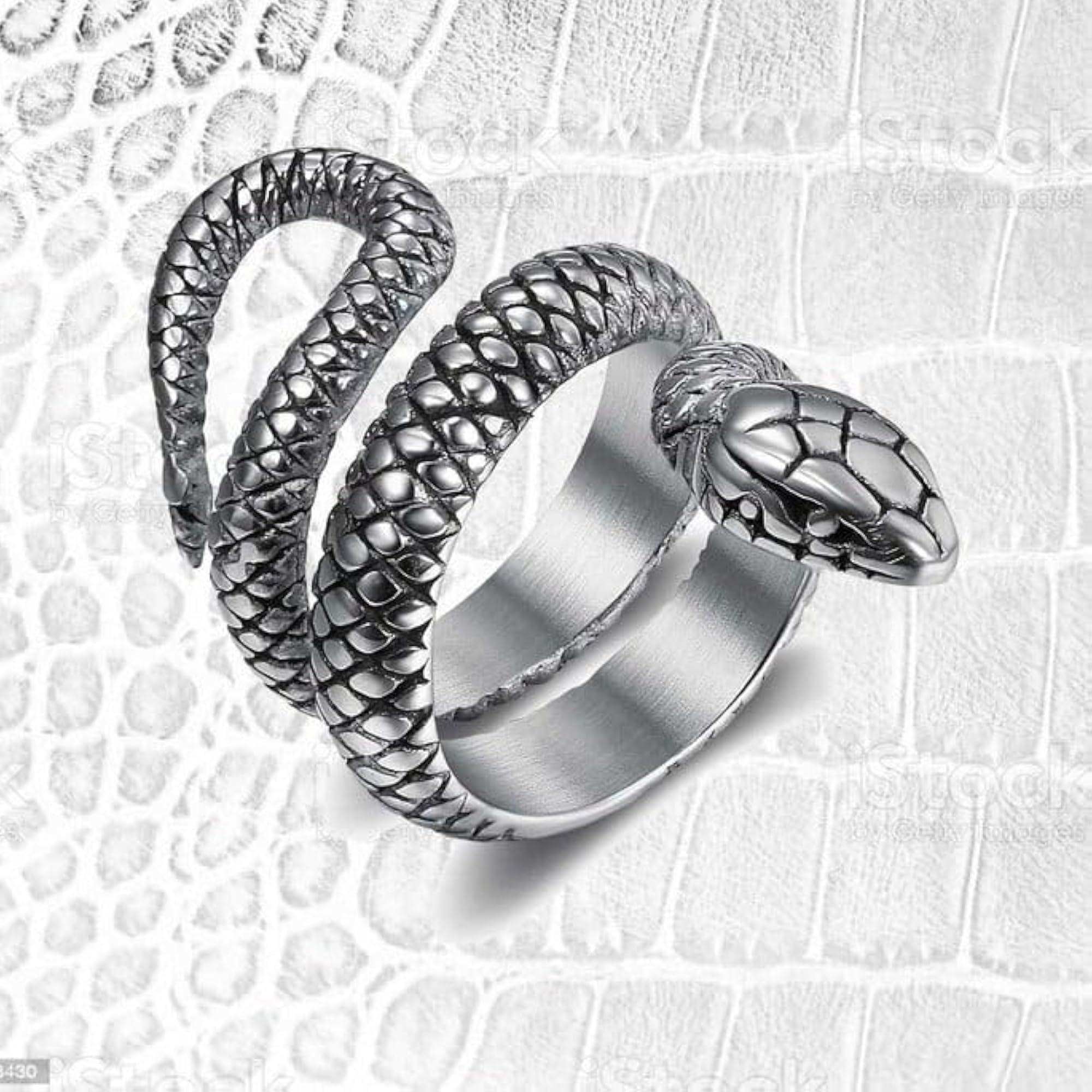 Silver Snake Wrap Ring, Adjustable Serpent Design, Unisex