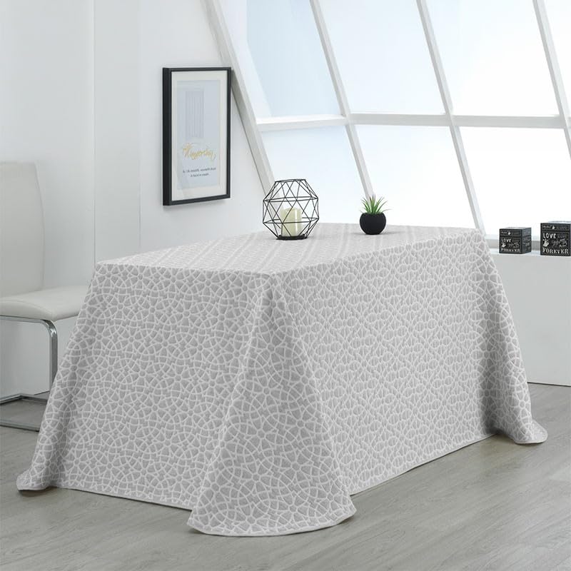 Rufino Díaz Falda Camilla Rectangular Piqué (Gris - 70x120cm) - Tejido Resistente y Agradable al Tacto Decorar y Proteger tu Mesa