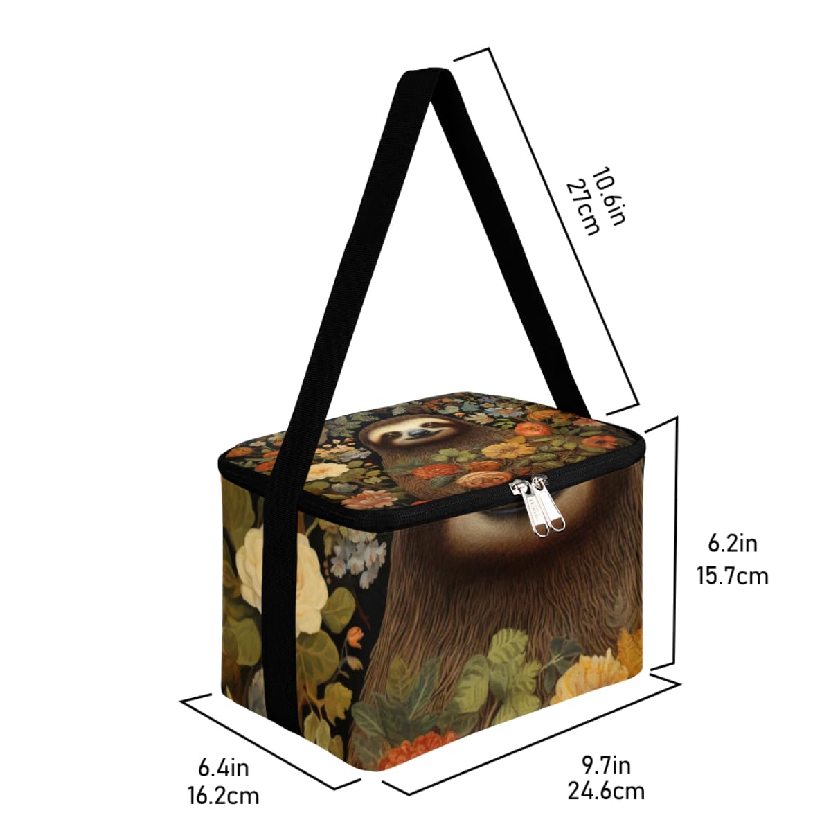 GzLeyigou Lunch Bags for Women Men 9 Cans,Sloth Hot & Cold Food Delivery Bag Insulated Grocery Bag Insulated Lunch Box Sloth Floral Cooler Bag for Office Work Picnic Beach