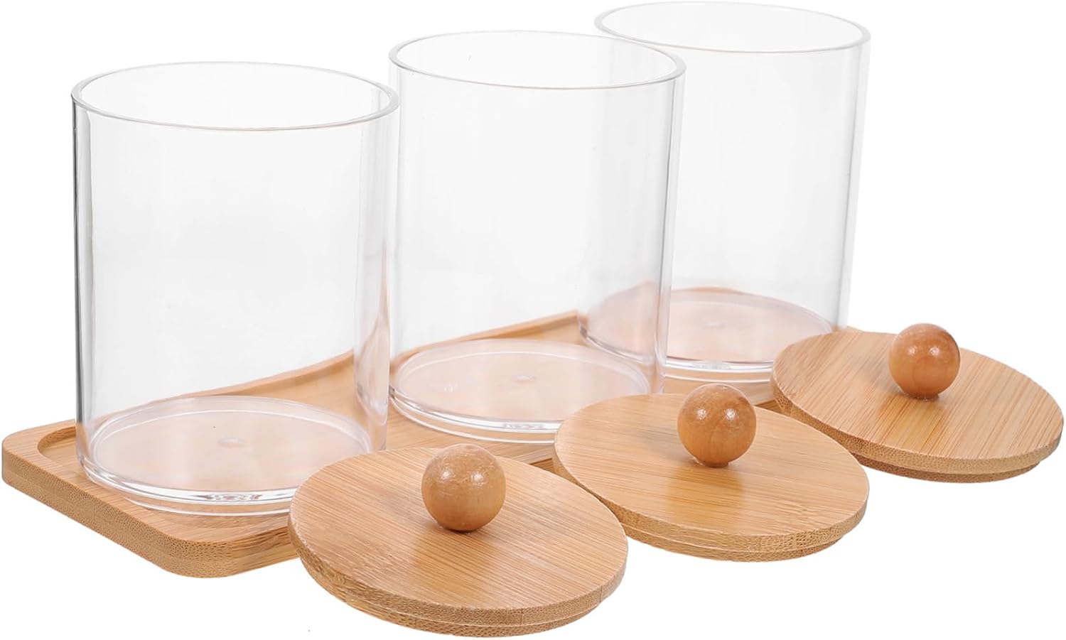 Cabilock 2sets Clear Cotton Swab and Storage Jars Elegant Vanity Organizers with Lids Space-saving Design for Makeup Sponges Cotton Pads and Swabs Practical and Stylish for Your Bathroom