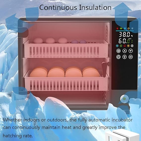 Chicken Egg Incubator for Hatching, Poultry Incubator with Automatic Egg Turning & LED Egg Light, Automatically Control Temperature and Humidity, for Hatching Eggs Chicken Duck Goose 40
