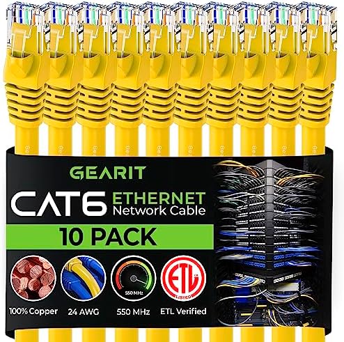 GearIT Cat 6 Ethernet Cable 7 ft (10-Pack) - Cat6 Patch Cable, Cat 6 Patch Cable, Cat6 Cable, Cat 6 Cable, Cat6 Ethernet Cable, Network Cable, Internet Cable - Gray 7 Feet