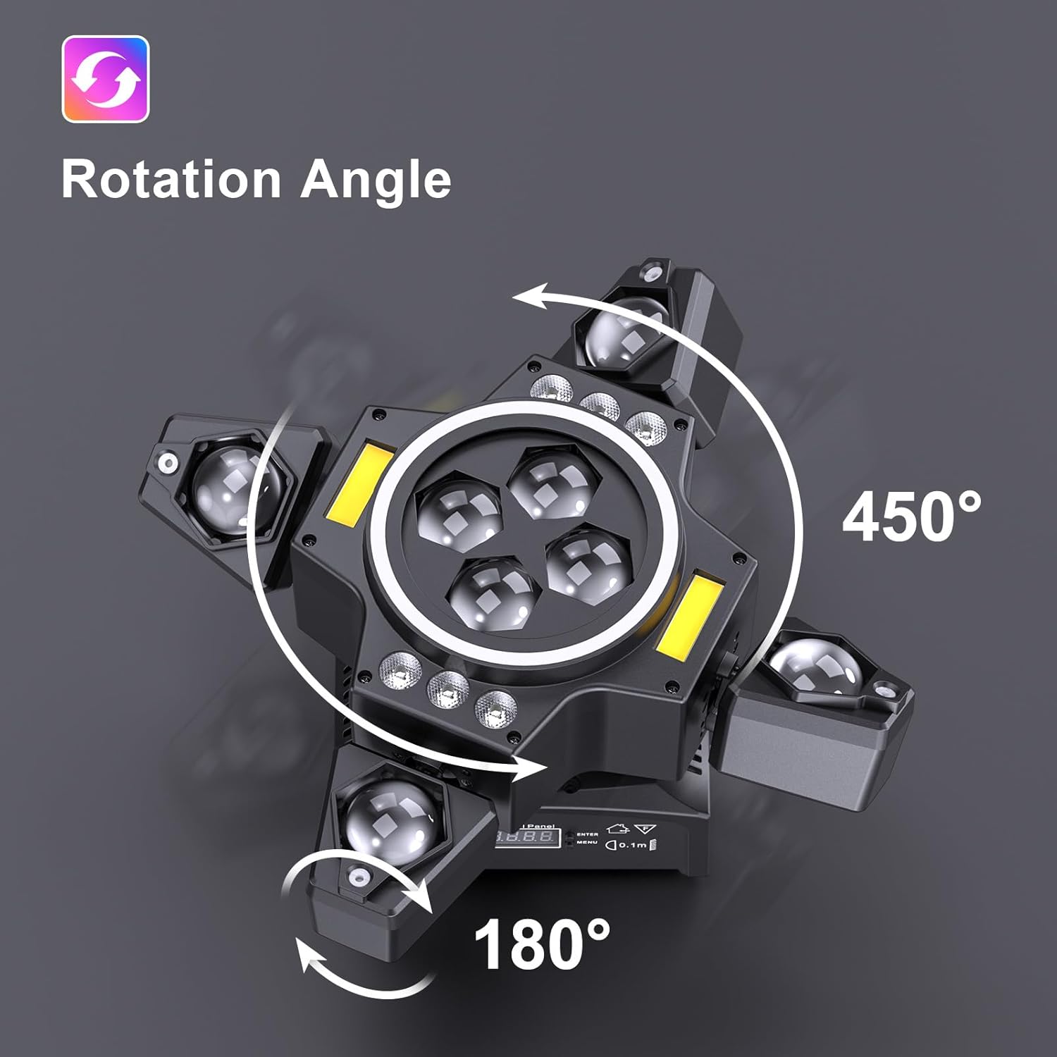 120W Stage Moving Head Light,RGBW Beam/Wash/Red Green Starry Sky Golden Strobe RGB Halo Effect Light,Sound-Active/DMX/Remote Control for Party Club Stage Show (2 Pack)