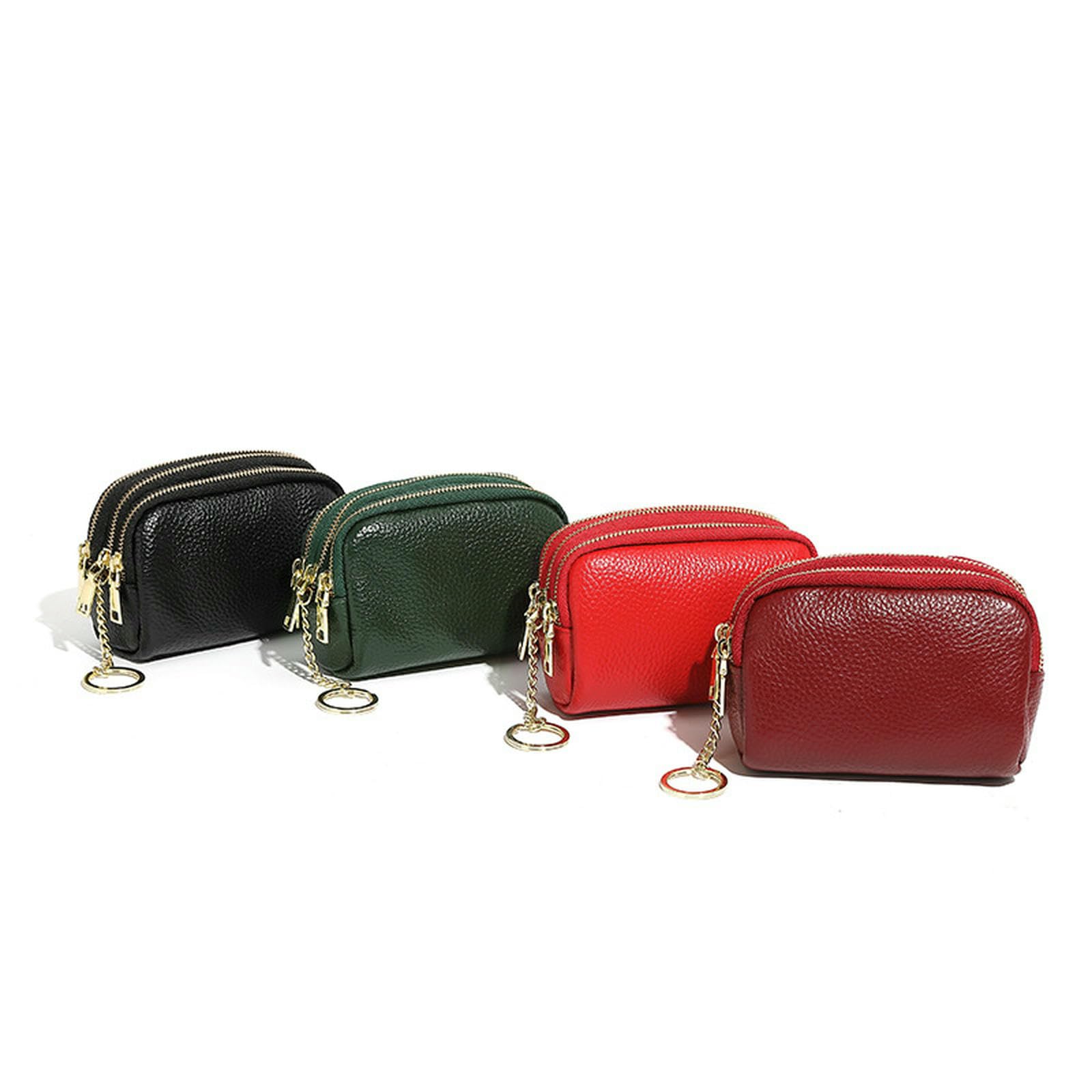 Portafoglio Mini Portamonete in Pelle con Pochette Portamonete, Portachiavi Multifunzionale alla Moda per Donna-Nero