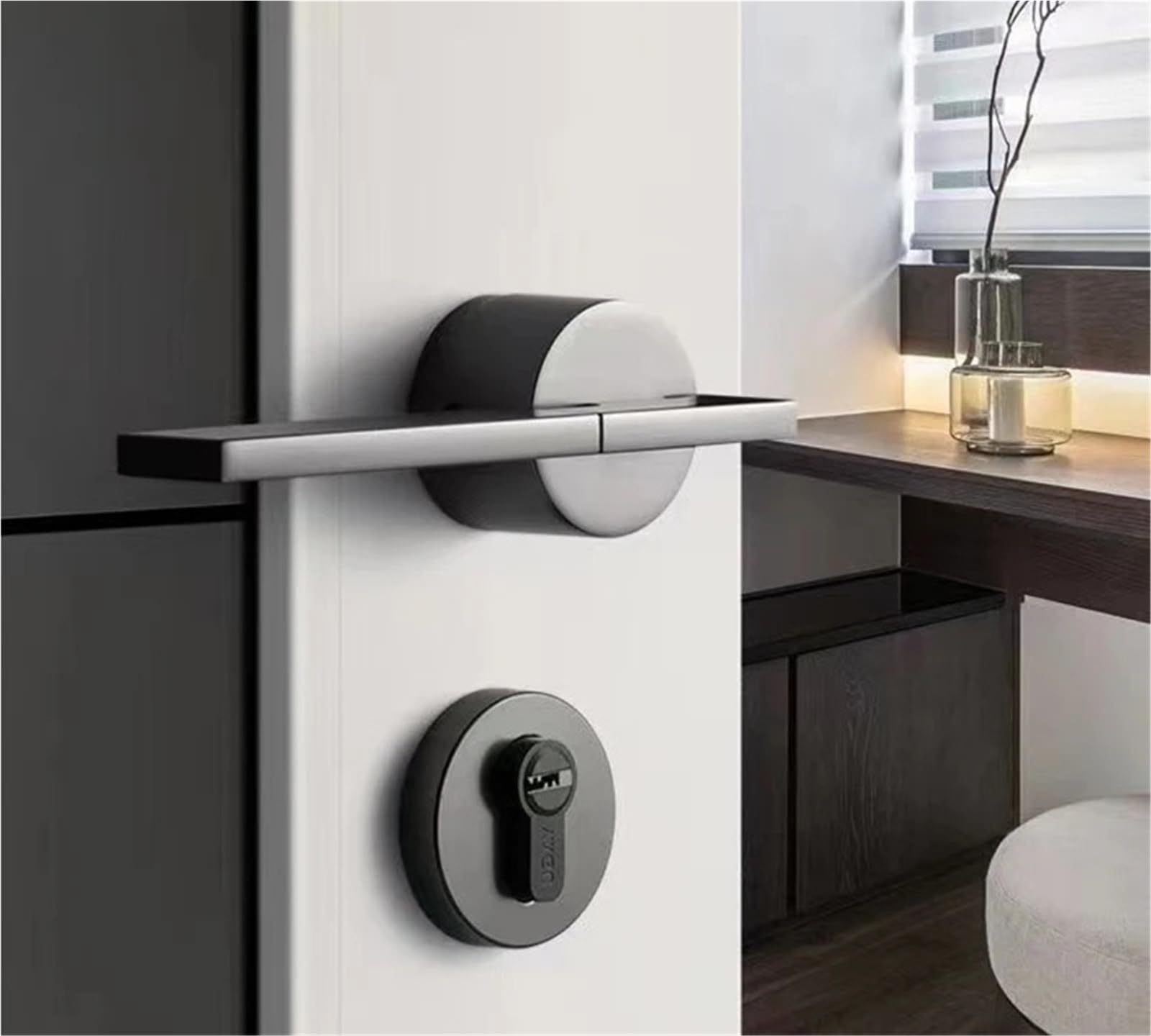 Cerradura antirrobo para manija de Puerta, fácil instalación, para Seguridad Moderna en Interiores, hogar, Oficina, con Llaves, baño, silenciosa, de Aluminio, Dormitorio.
