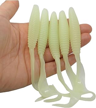 5pcs Fishing Lures Soft Tail Fishing Lure, Luminous big Soft Fishing Lures Plastic Baits Kit for Fishing Trout Redfish Saltwater 13cm/6g HC002