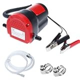 12V 60W Oil Change Pump Extractor, Oil/Diesel Fluid Pump Extractor Scavenge Oil Change Pump Transfer Suction Transfer Pump with Tubes Truck Rv Boat ATV (Red)