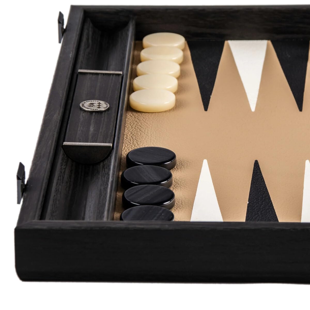 Manopoulos Mocha Brown Leatherette Backgammon Set (19-inch)