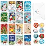 DPKOW 16 Feliz Navidad Tarjetas con Sobres Pegatinas, Español Navidad Tarjetas de Felicitación Navideñas Felicitaciones, 16 Estilo Acuarela Original