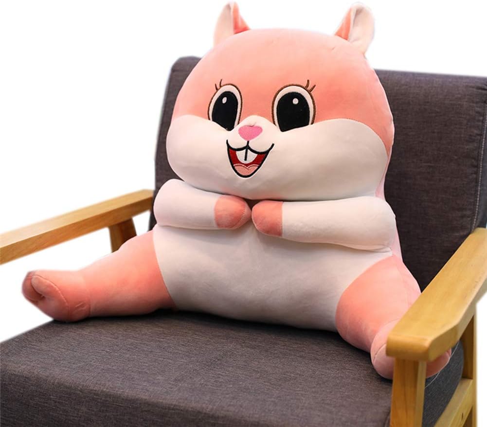 Cartoon Squirrel Waist Pillow Cushion Stuffed Doll Cute Bed Rest Reading Pillow Lumbar Back Pillow Cushion for Office & Home (Pink, 50×40cm)