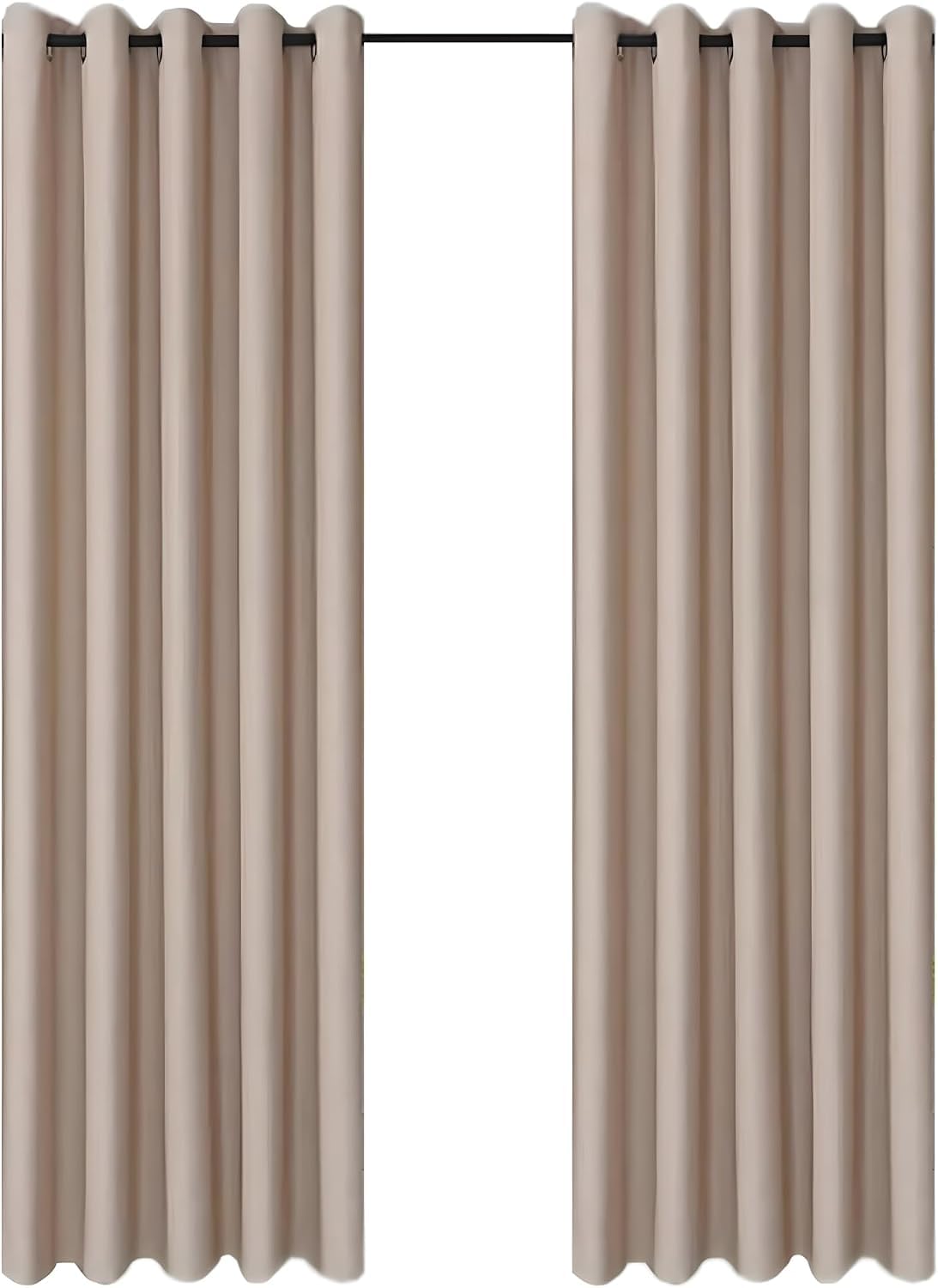 CHARKHAH Thermal Insulated Window Semi Blackout Curtains for Bedroom Living Room Ultra Soft Energy Saving Fabric with Eyelets Ring top and Pair of Curtain (Beige, 46" Wide x 72" Drop)