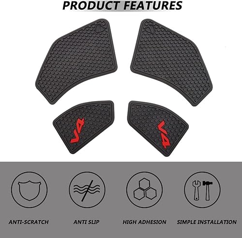 Miniatura 2 de Para Ducati V4 Panigale V4S Streetfighter V4 S 2021 2020 2019 2018 Motorcy Tank Rubber Sticker Protector Cover Knee Tank Pad Calcomanía (negro)