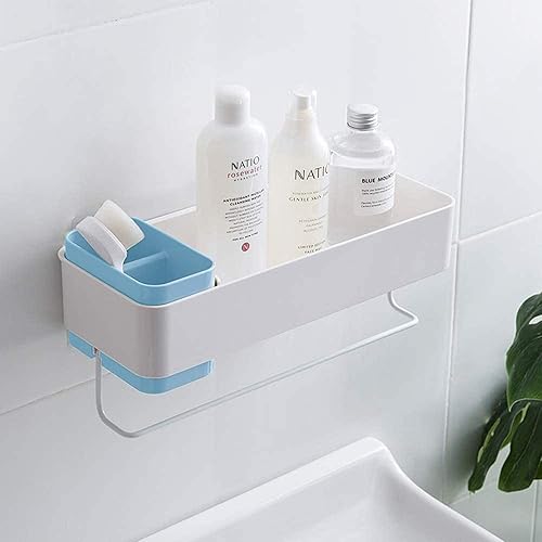 Miniatura 8 de MORNITE Organizador de pared para baño, adhesivo de almacenamiento, pequeño apartamento básico para ducha, color verde