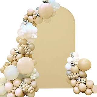 Spandex Fitted Wedding Arch Cover 6FT Khaki Arch Backdrop Cover, Round Top Chiara Backdrop Stand Covers for Wedding Birthday Party Baby Shower Banquet Arch Decoration (Khaki, 6FT)