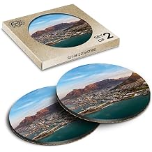 2 x Eco Boxed Cork Coasters - Cape Town South Africa Beach Drink Cup Mug Glass Table Mat #21313 [Energy Class A+]