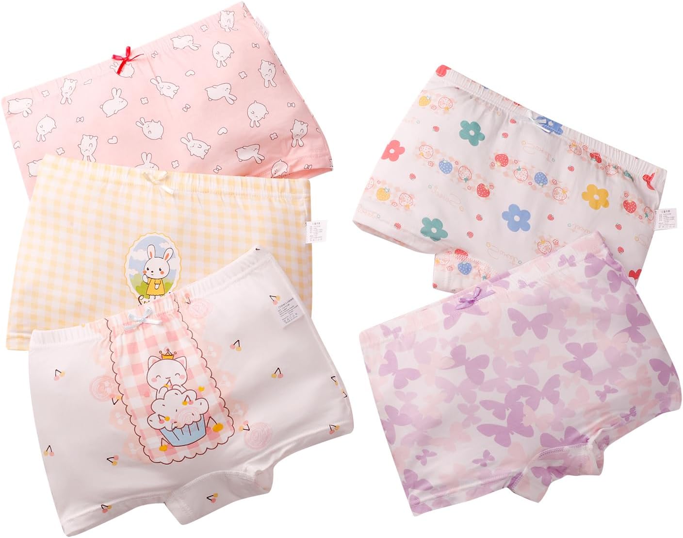 Ruby&Tang Girls Underwear Soft Cool Breathable Kids Boxer Briefs Panties Toddler Boyshorts 2t4t 5-11Years(Pack of 5