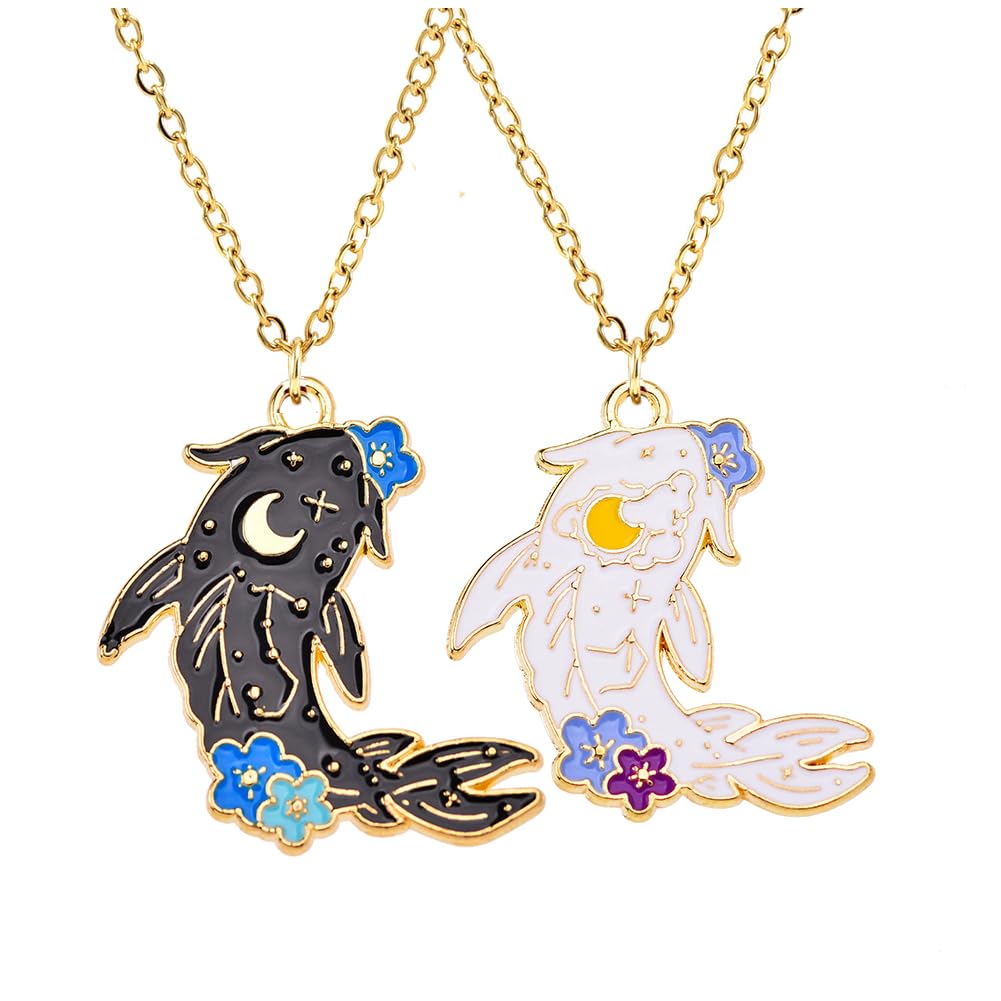 HewillYin Yang Friendship Couple Necklace Yin and Yang Tai Chi Necklace Animal Wolf Necklace for Women Men Jewelry Gift